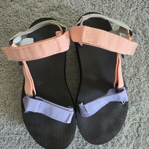 Teva Peach and Lavender Platform Sandals